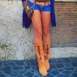 BOOTS+BELT! Hector Riccione Brown BOOTS 7